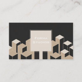 Tarjeta De Visita Modernas arquitectónicas 3D bloques negro y beige
