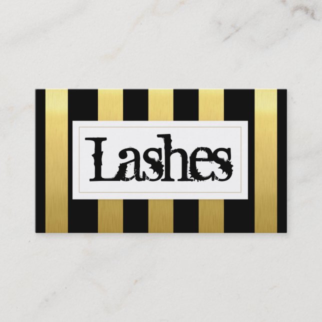 Tarjeta De Visita Modernas Extensiones Eyelash Gold Artista de maqui (Anverso)