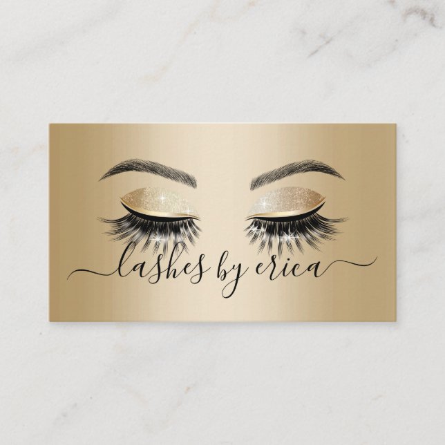 Tarjeta De Visita Modernas extensiones Gold Long Eyelash (Anverso)