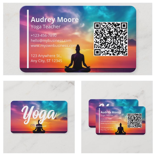 Tarjeta De Visita Modernas plantillas de profesores de yoga diseño e (Modern Yoga Teacher Templates Design Yoga Studio Business Card
)