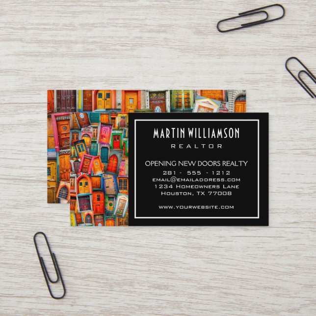 Tarjeta De Visita Modernas puertas clásicas del sector inmobiliario  (Anverso/Reverso In Situ)
