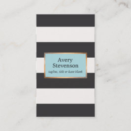 Tarjeta De Visita Modernas rayas negras y blancas plancha dorada
