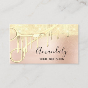 Tarjeta De Visita Modernas tijeras de cuero Rosa Gold LUX