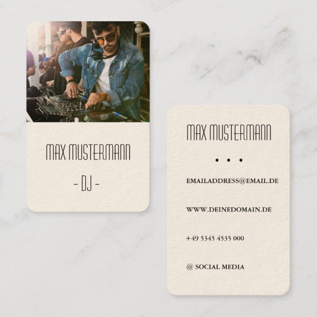 Tarjeta De Visita Moderne DJ Visitenkarte mit eigenem Foto (Anverso / Reverso)