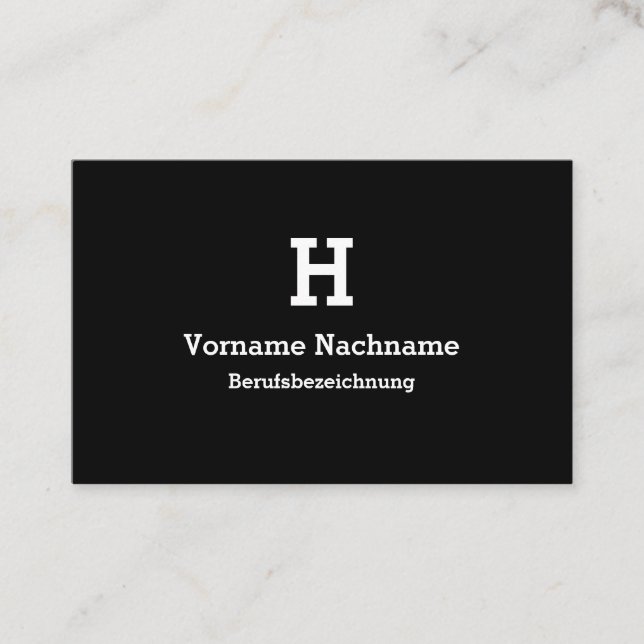 Tarjeta De Visita Moderne Schwarze Initialien Vorlage Visitenkarte (Anverso)