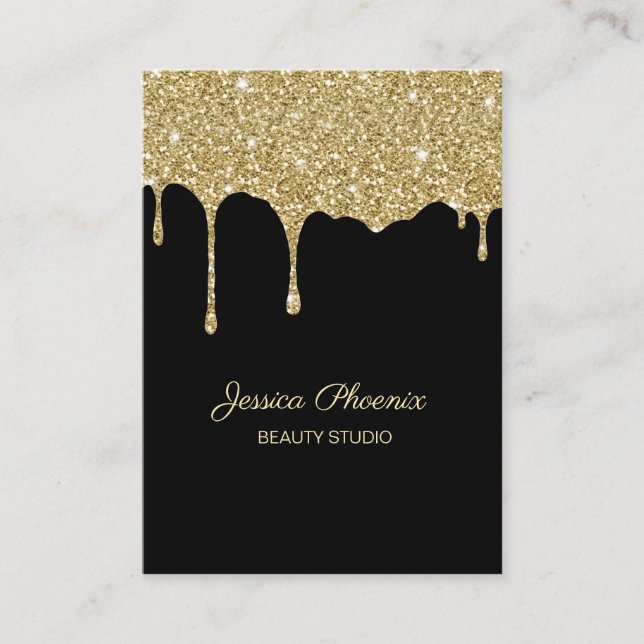 Tarjeta De Visita Moderner Glamour Gold Schwarz Glitter (Anverso)