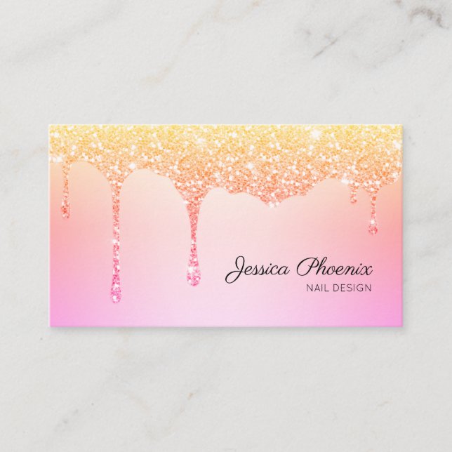 Tarjeta De Visita Moderner Glamour Regenbogen-Glitzer sinkt (Anverso)