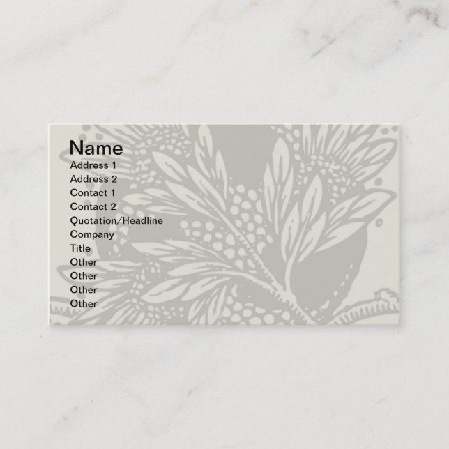 Tarjeta De Visita Modernidad Art Nouveau Sobriedad floral (Anverso)