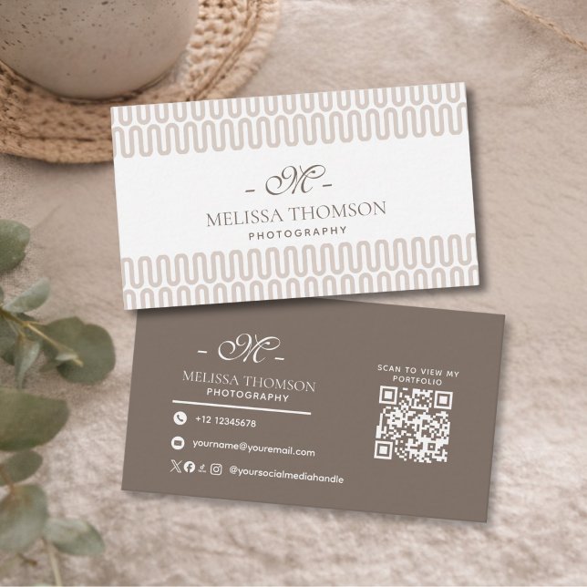 Tarjeta De Visita Moderno Abstracto Boho Neutro Beige Profesional  (Subido por el creador)