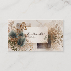 Tarjeta De Visita Moderno Abstracto Botánico Hoja Azul Boho Rústico