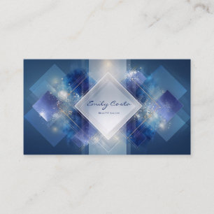 Tarjeta De Visita Moderno Abstracto Geométrico Azul y Dorado Brillan