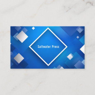 Tarjeta De Visita Moderno Abstracto Geométrico Diamante Azul Blanco