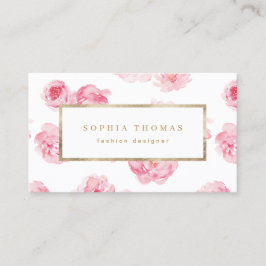 Tarjeta De Visita Moderno acuarela floral color rosa profesional b