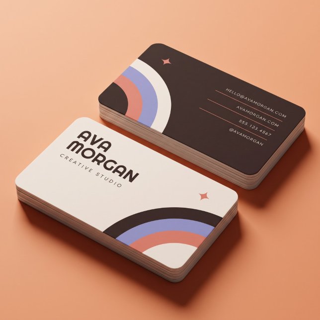 Tarjeta De Visita Moderno Arcoíris Retro Creativo (Subido por el creador)