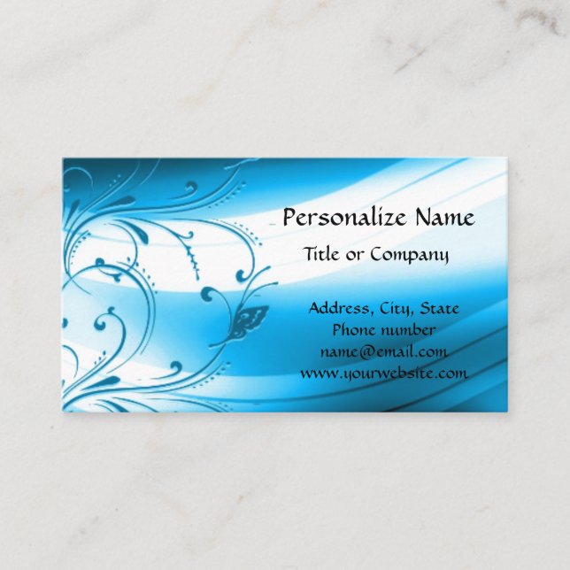 Tarjeta De Visita Moderno Art Deco Azul Profesional (Anverso)