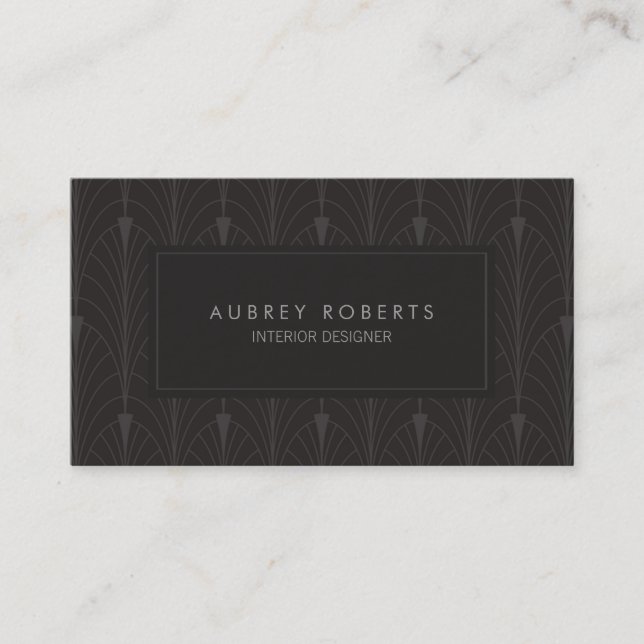 Tarjeta De Visita Moderno Art Deco Black Pattern Profesional (Anverso)