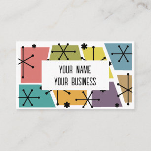 Tarjeta De Visita Moderno arte pop retro de mediados de siglo multic