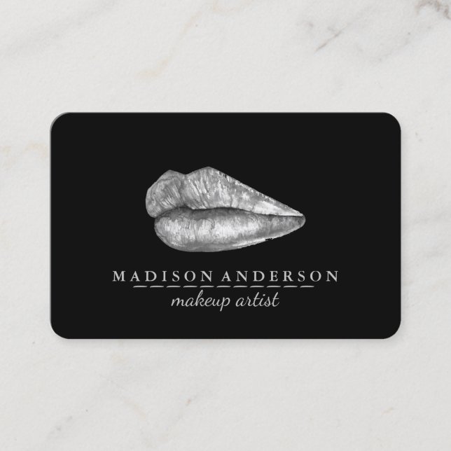 Tarjeta De Visita Moderno artista de maquillaje de los labios de sal (Anverso)