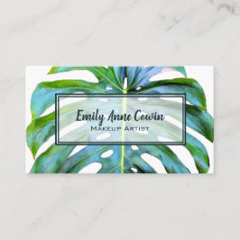 Tarjeta De Visita Moderno artista de maquillaje de moda y vegetación
