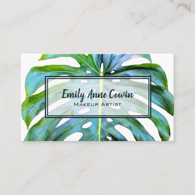 Tarjeta De Visita Moderno artista de maquillaje de moda y vegetación (Anverso)