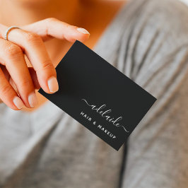 Tarjeta De Visita Moderno artista de maquillaje elegante de pelo neg