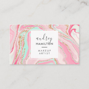 Tarjeta De Visita Moderno artista de maquillaje elegante de rosa de 