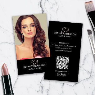 Tarjeta De Visita Moderno artista de maquillaje en monograma foto ne