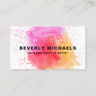 Tarjeta De Visita Moderno Artista De Maquillaje Salón De Pelo Waterc