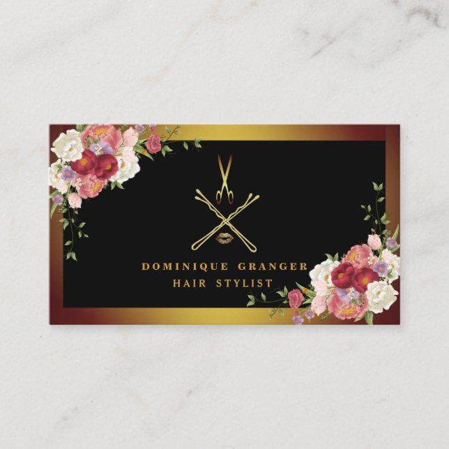 Tarjeta De Visita Moderno artista de maquillaje y cabello elegante (Anverso)