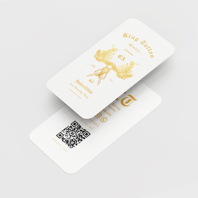Tarjeta De Visita Moderno artista de tatuaje tatuaje estudio oro bla (Subido por el creador)