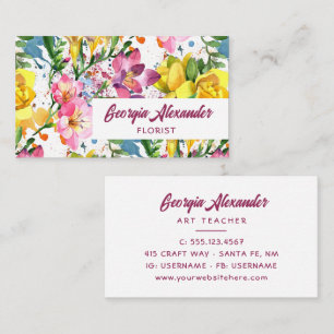 Tarjeta De Visita Moderno artista florista de acuarela de moda