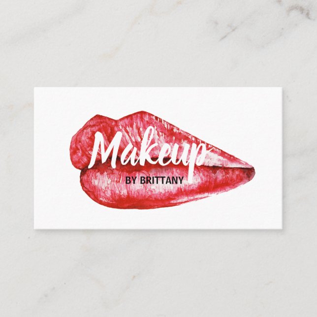 Tarjeta De Visita Moderno artista profesional de maquillaje labios r (Anverso)