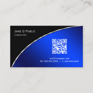 Tarjeta De Visita Moderno azul brillante QR Elegante Profesional