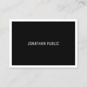 Tarjeta De Visita Moderno B&W Elegante Negro Y Blanco Simple Plato