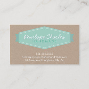 Tarjeta De Visita MODERNO BADGE LOGO menta pastel negrita Eco kraft
