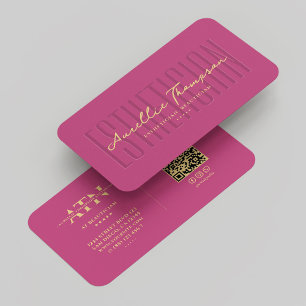 Tarjeta De Visita Moderno Beautician Monograma Oro Rosa