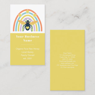Tarjeta De Visita Moderno Beekeper Apiary Organic Honey Retro Rainbo