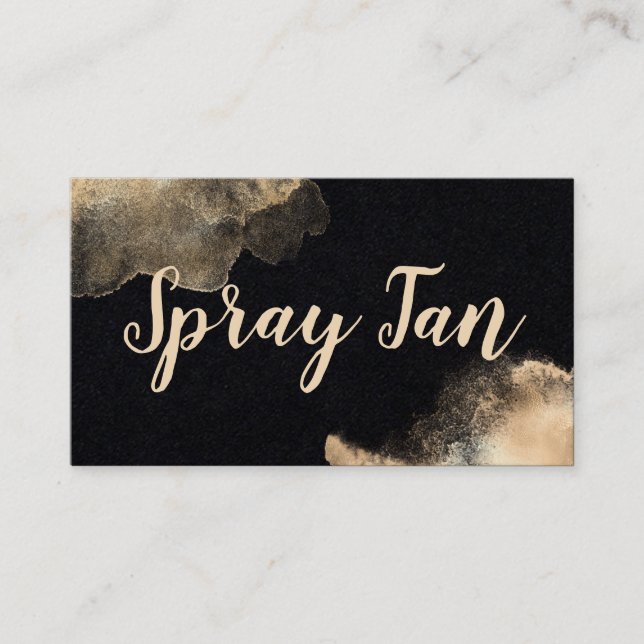 Tarjeta De Visita Moderno Black And Bronze Ink Mobile Spray Tan (Anverso)
