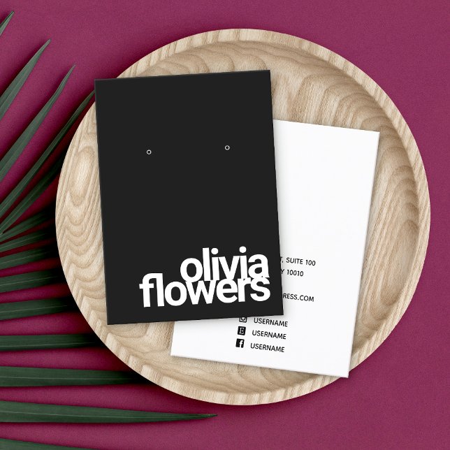 Tarjeta De Visita Moderno Black Earring Bold Font (Subido por el creador)