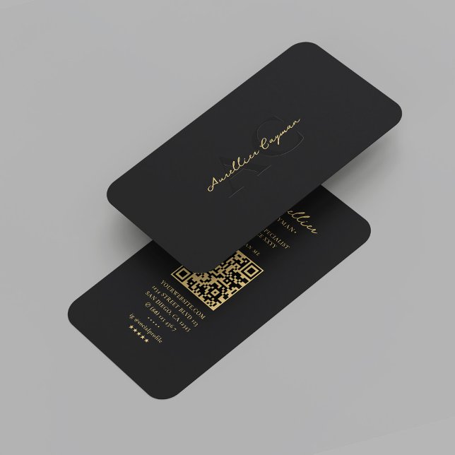 Tarjeta De Visita Moderno Black Gold Monograma Profesional Marketing (Modern Black Gold Monogram Professional Marketing Business Card
)
