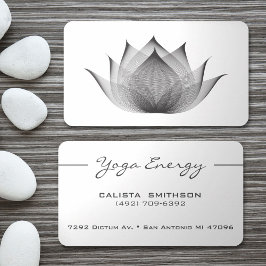 Tarjeta De Visita Moderno Black Lotus Flor Art Elegante Yoga Único