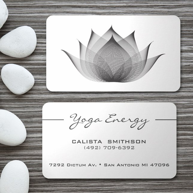 Tarjeta De Visita Moderno Black Lotus Flor Art Elegante Yoga Único (Subido por el creador)