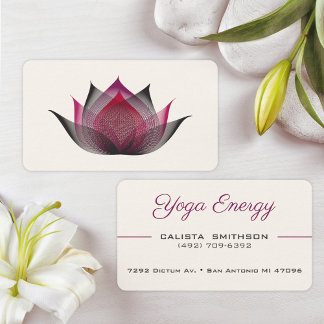 Tarjeta De Visita Moderno Black Lotus Flor Elegante Yoga Único