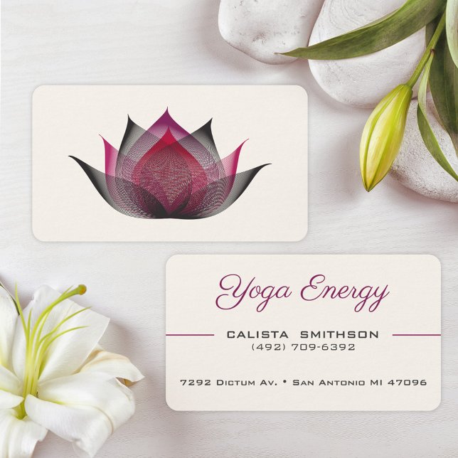 Tarjeta De Visita Moderno Black Lotus Flor Elegante Yoga Único (Subido por el creador)