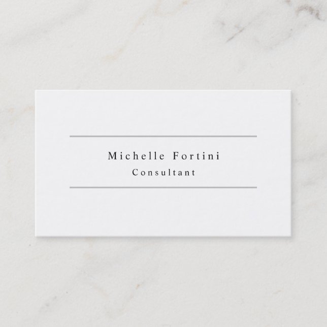 Tarjeta De Visita Moderno blanco elegante sencillo Minimalista (Anverso)