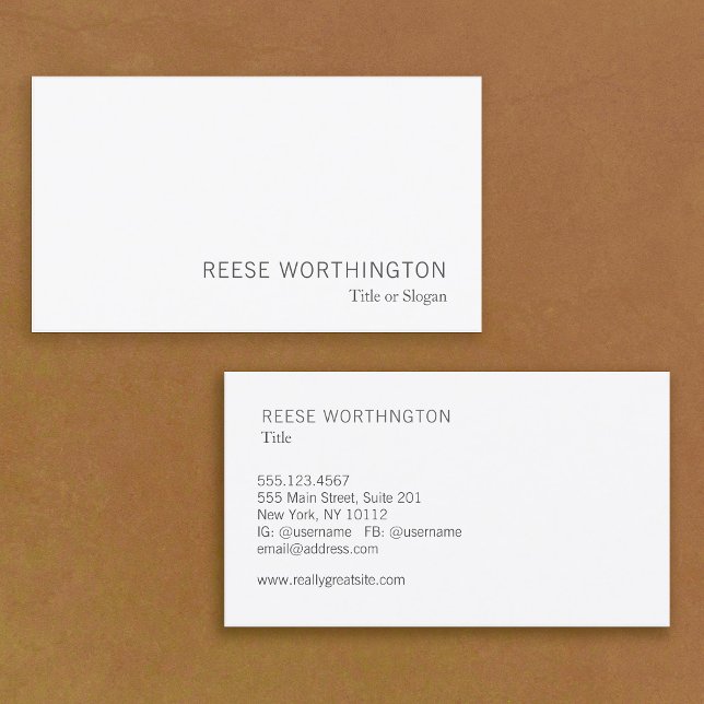 Tarjeta De Visita Moderno blanco profesional (simple white business card)