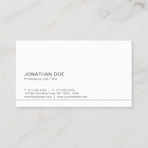 Tarjeta De Visita Moderno blanco simple llano profesional elegante