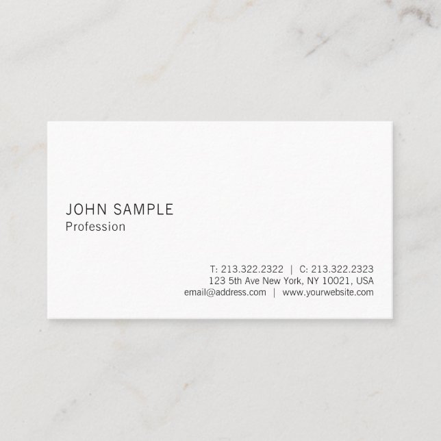 Tarjeta De Visita Moderno blanco simple y elegante profesional (Anverso)