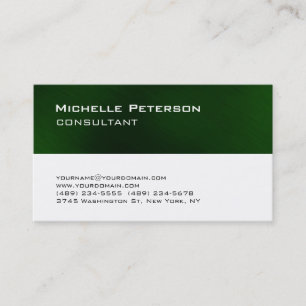 Tarjeta De Visita Moderno blanco verde oscuro de moda