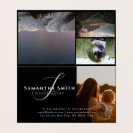Tarjeta De Visita Moderno blanco y negro 4 fotos fotografía doblada